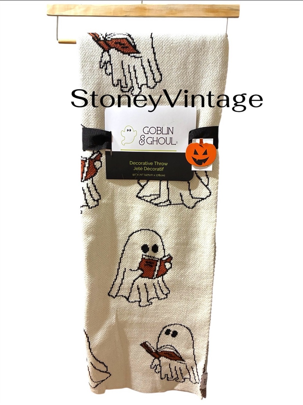 Viral Ghost Reading Book Blanket - NWT - Goblin & Ghoul